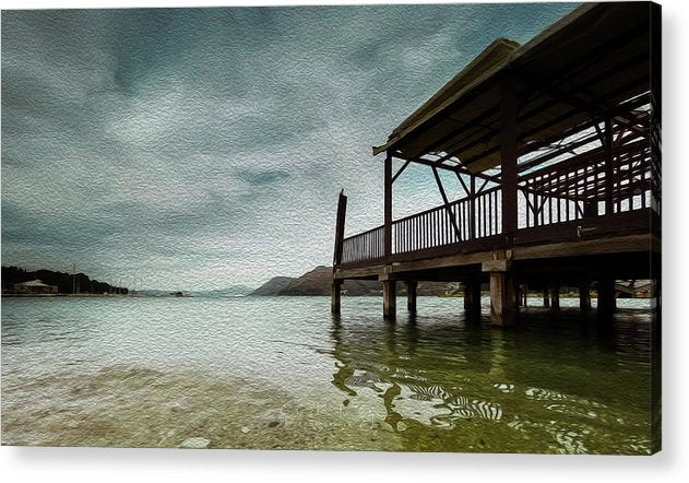 Wooden Platform On The Beach - Acrylic Print